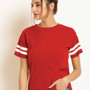 Solid Women Round Neck Red T-Shirt