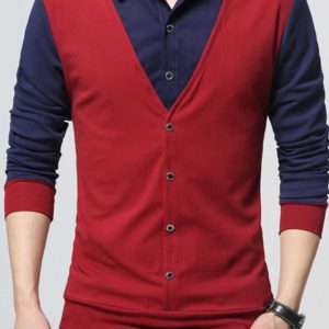Color Block Men Polo Neck Maroon, Blue T-Shirt